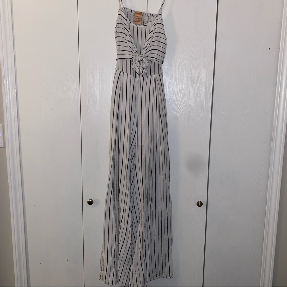 Flying Tomato Black and White Striped Maxi Jumper romper